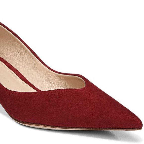 New With Tags Veronica Beard Fontaine Scarlet Red Suede Kitten Heel Pumps Shoes - Picture 2 of 4
